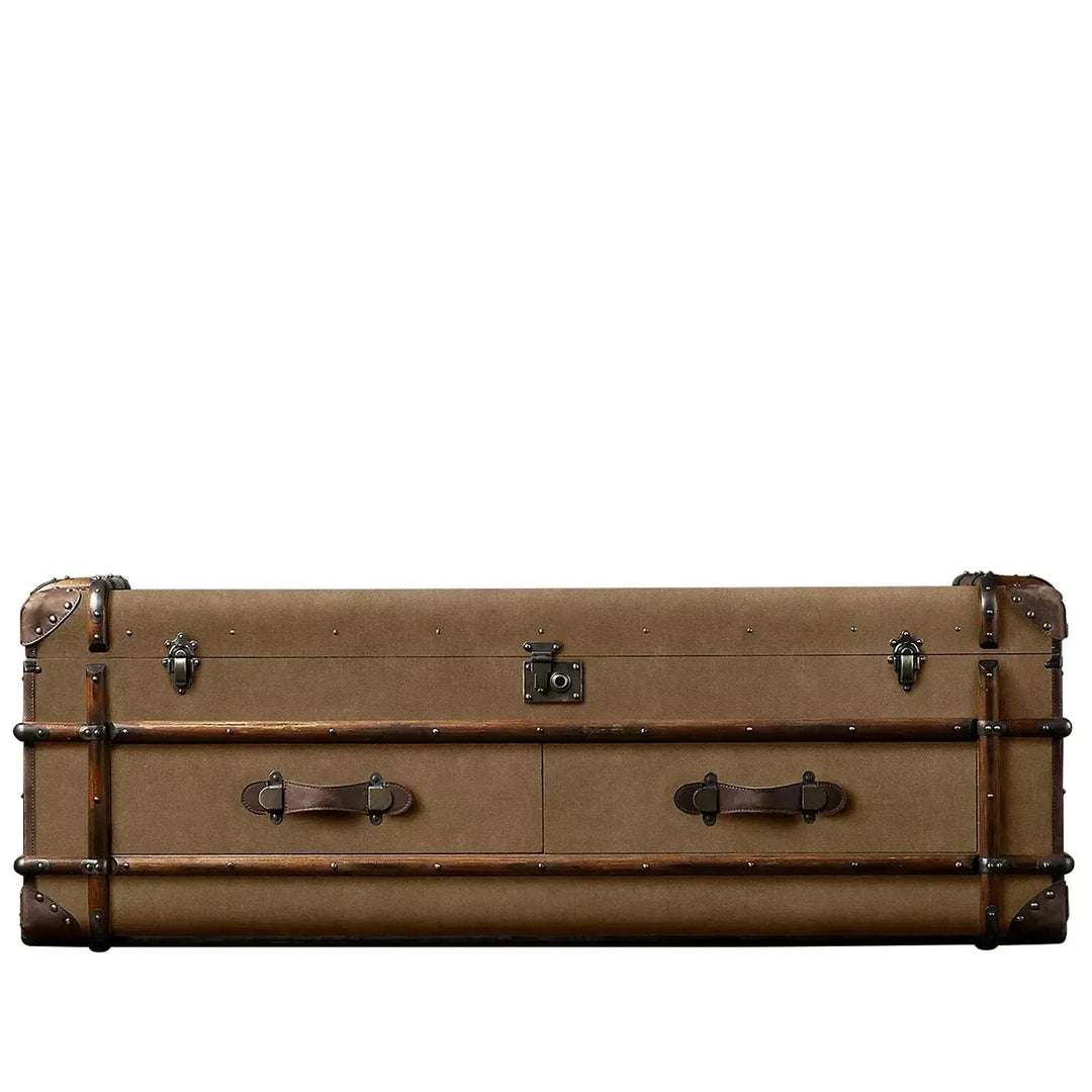Vintage canvas tv console richards trunk with context.