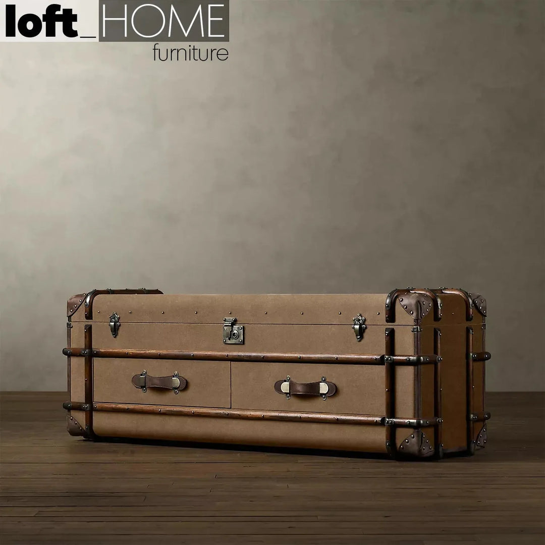 Vintage canvas tv console richards trunk material variants.