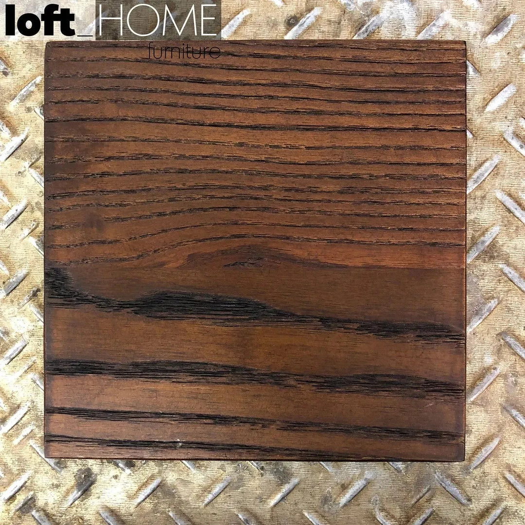 Industrial elm wood bar table hydrant material variants.