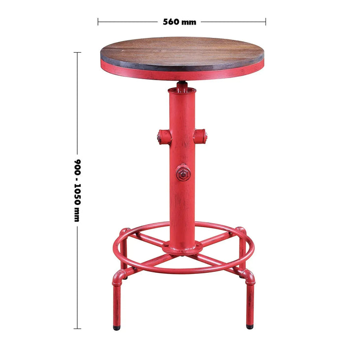 Industrial elm wood bar table hydrant size charts.