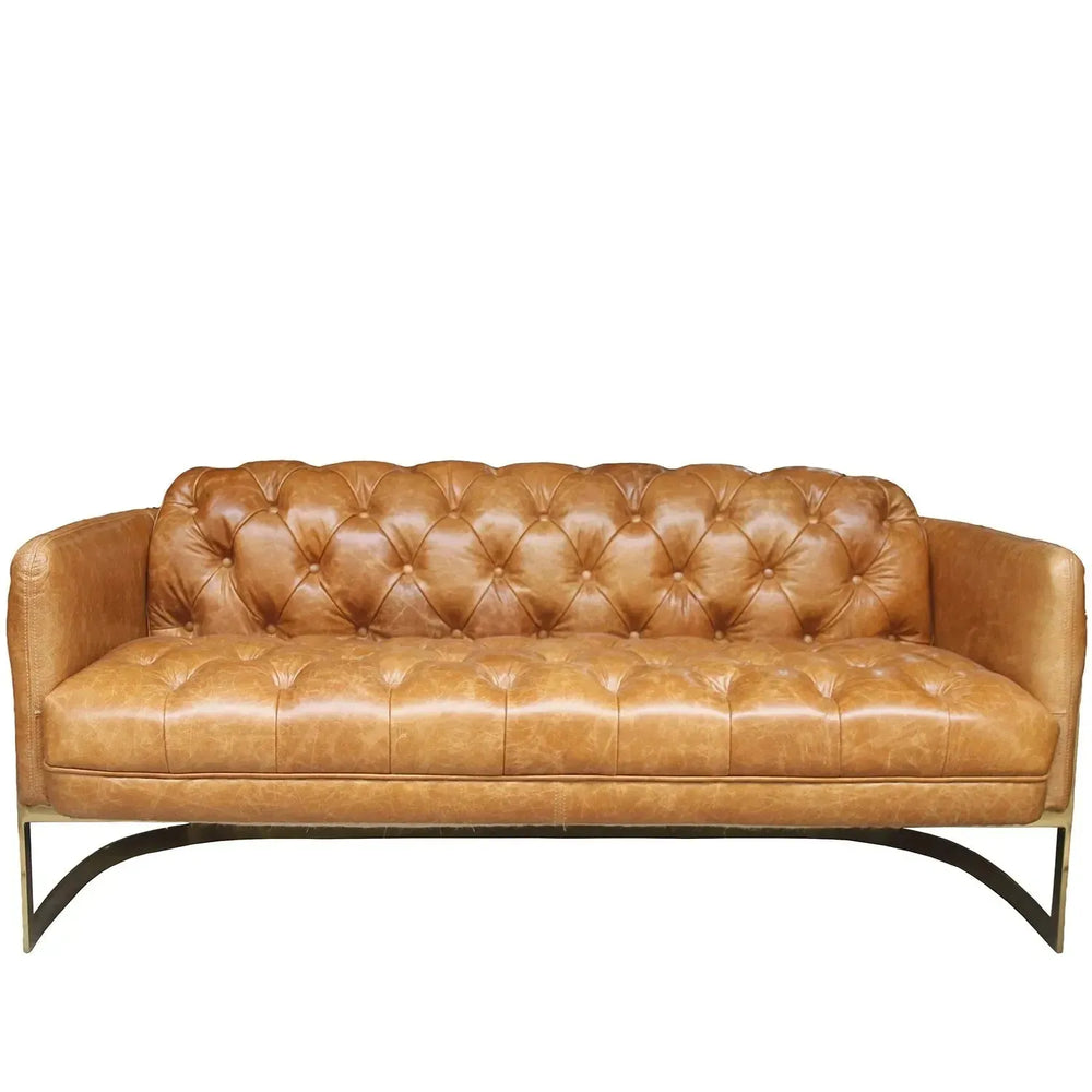 Industrial genuine leather 2 seater sofa blake in white background.