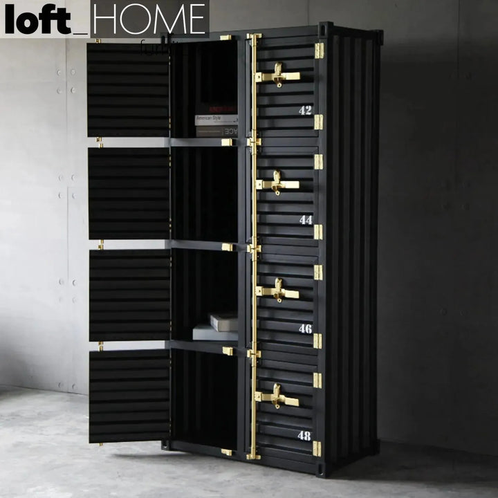 Industrial metal storage cabinet container 8 doors with context.
