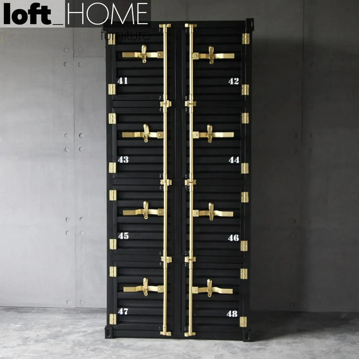 Industrial metal storage cabinet container 8 doors in real life style.