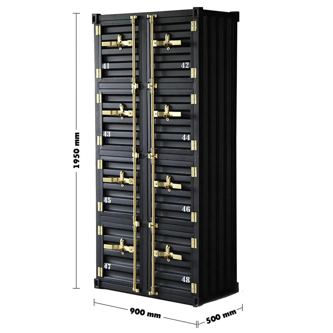 Industrial metal storage cabinet container 8 doors size charts.