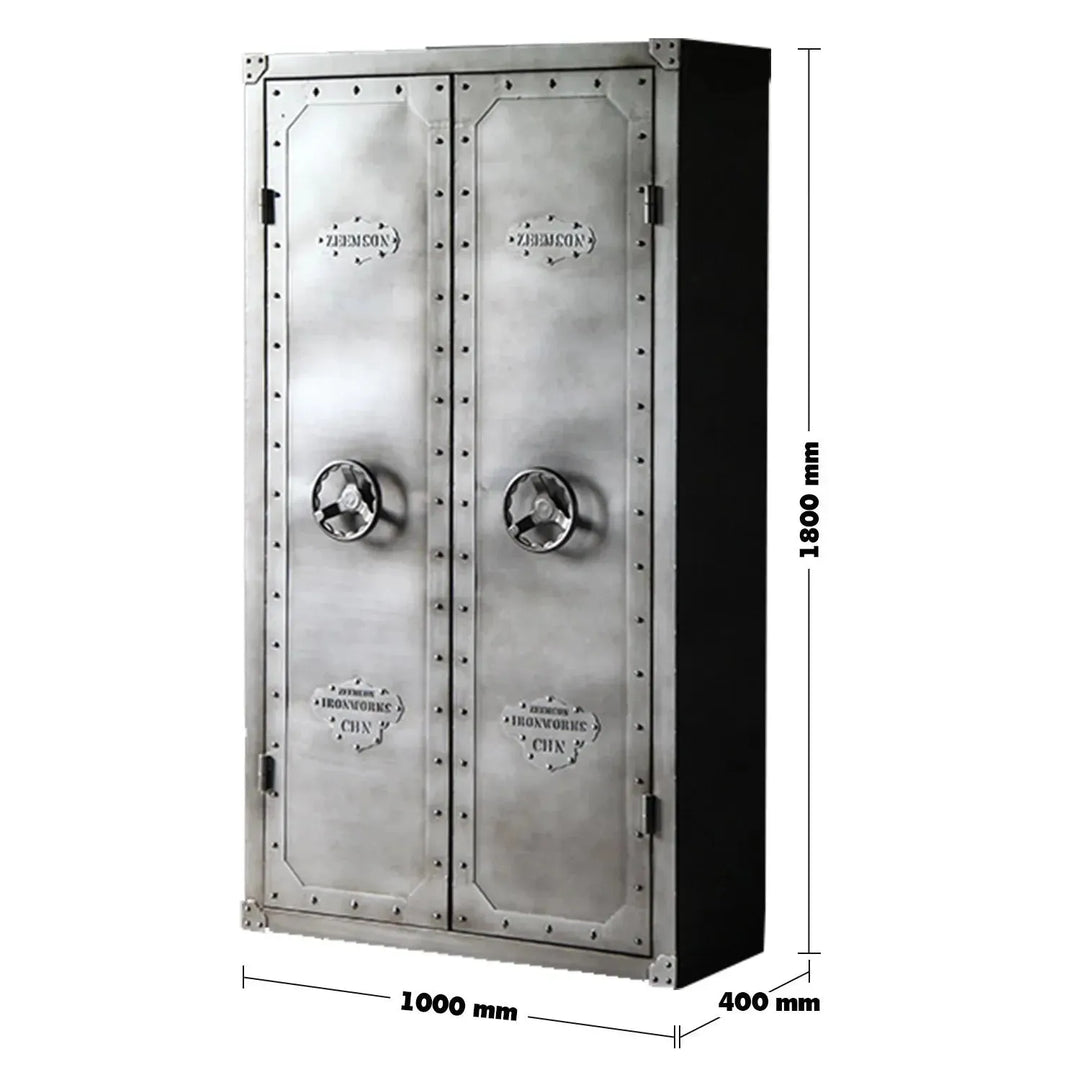 Industrial metal wardrobe hatch wheel double size charts.