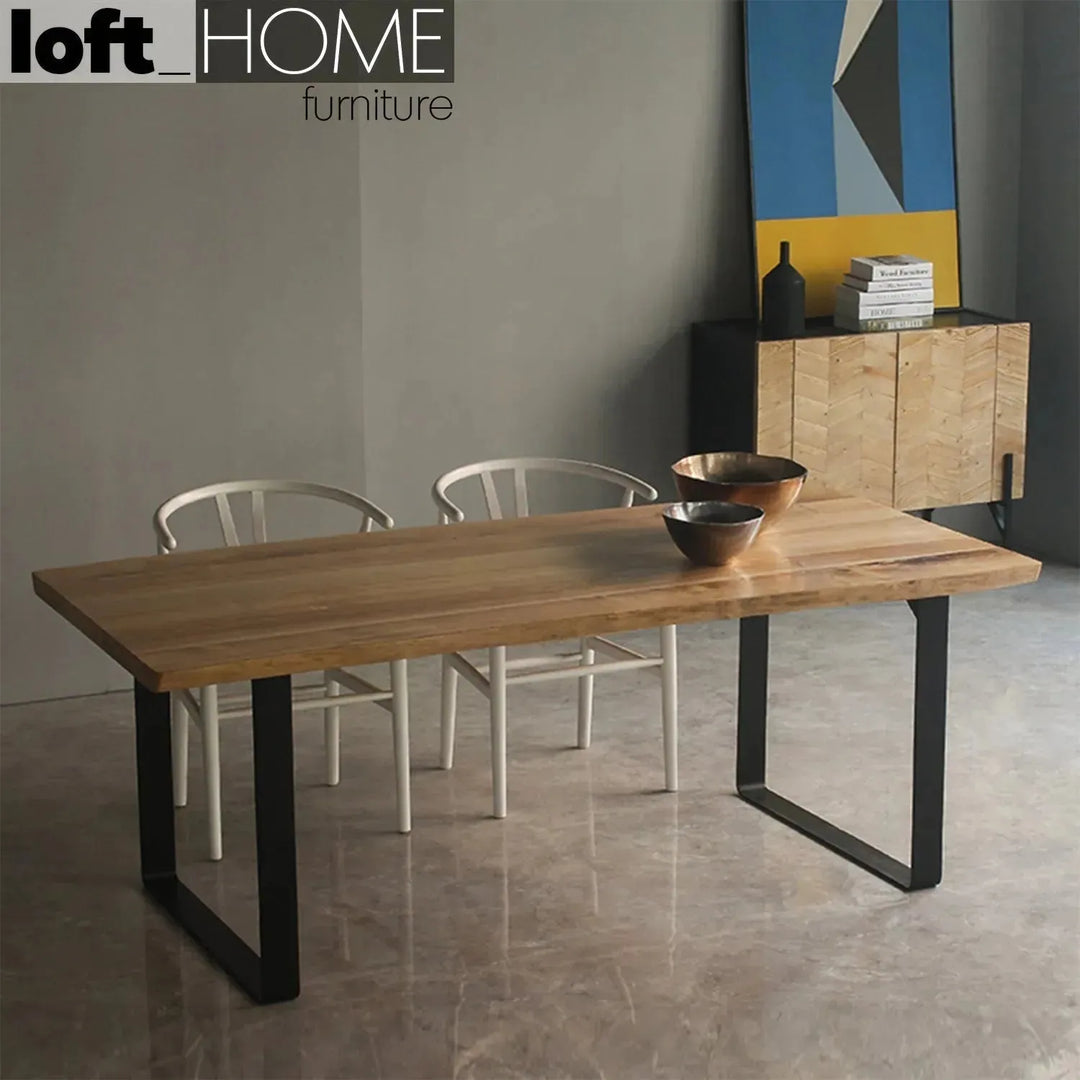 Industrial pine wood dining table u shape material variants.