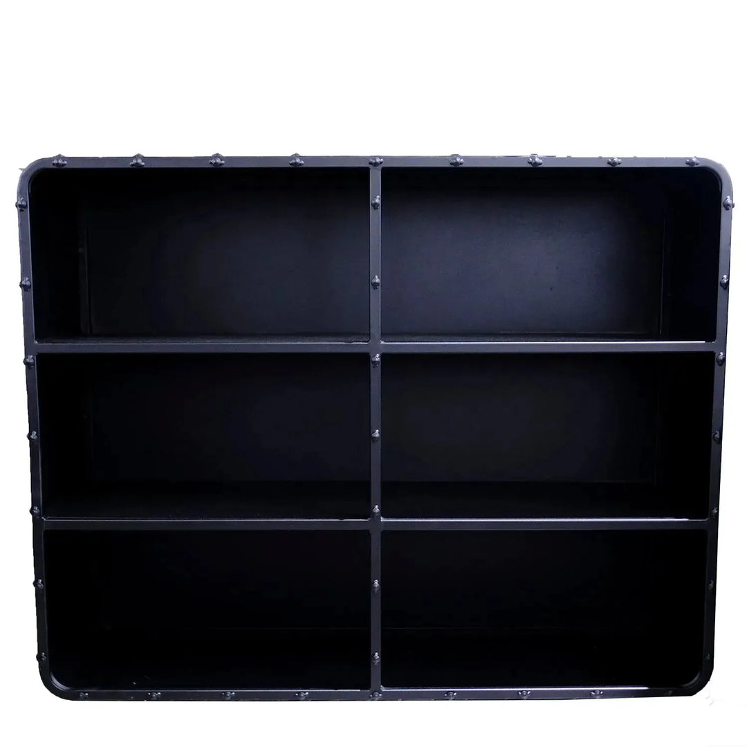 Industrial steel bookshelf mysteel l in white background.