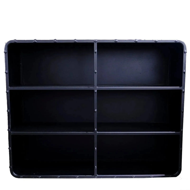 Industrial steel bookshelf mysteel l in white background.