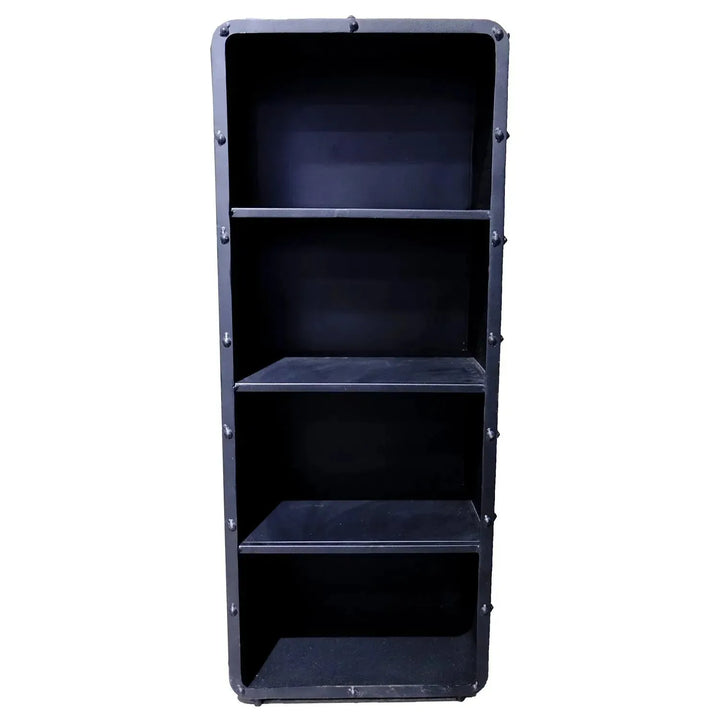 Industrial steel bookshelf mysteel s in white background.