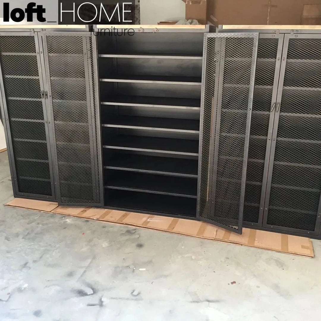 Industrial steel shoe cabinet mysteel in real life style.