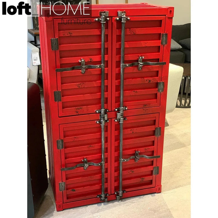 Industrial steel storage cabinet container with context.