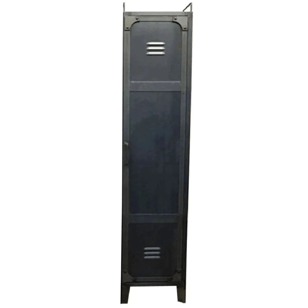 Industrial steel wardrobe mysteel in close up details.