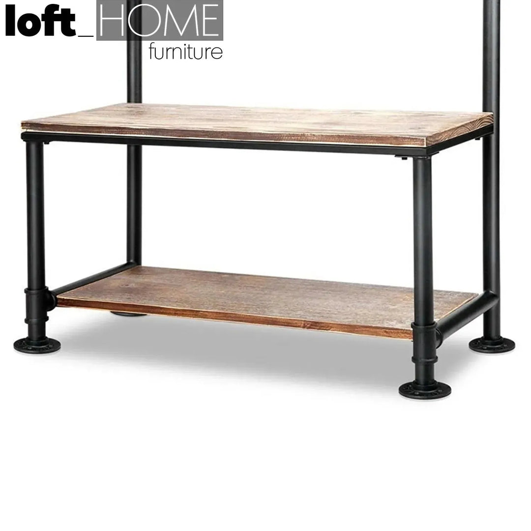 Industrial wood clothes hanger faucet in real life style.