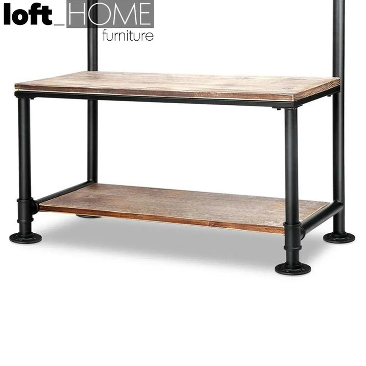 Industrial wood clothes hanger faucet in real life style.