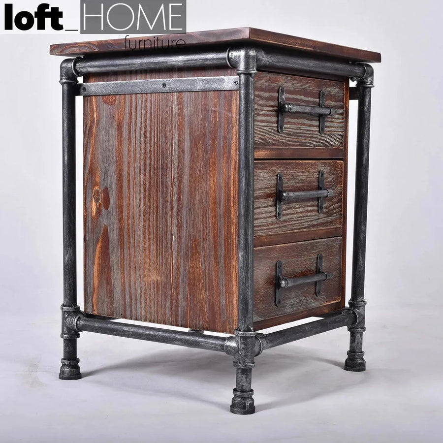 Industrial wood side table pipe primary product view.