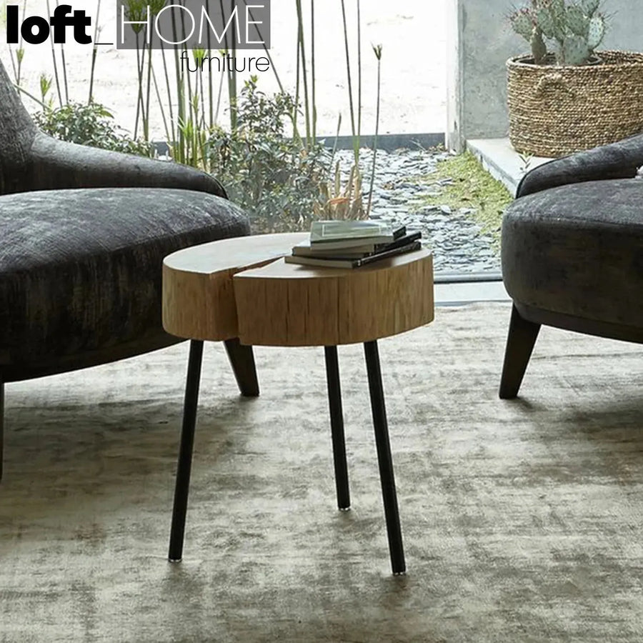 Rustic wood side table timber primary product view.