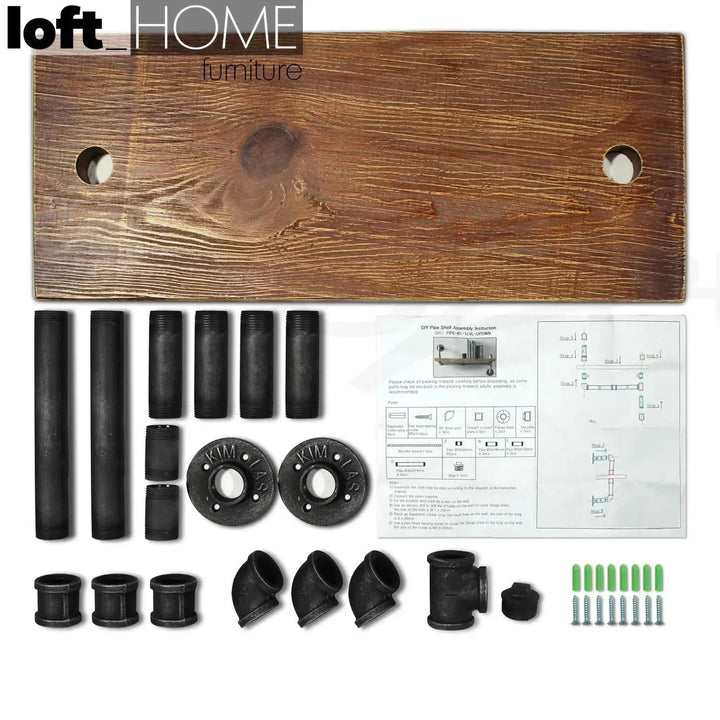 Industrial wood wall shelf pipe s color swatches.