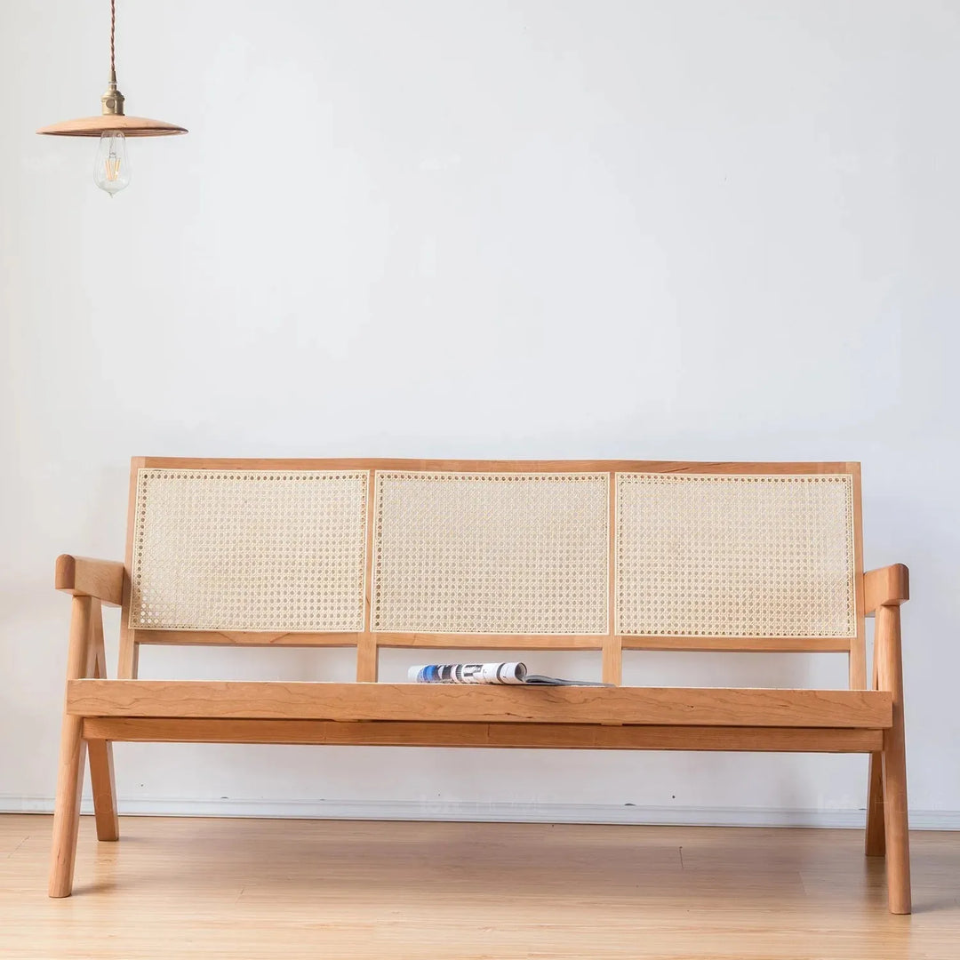 Scandinavian rattan 3 seater sofa chandigarh in real life style.