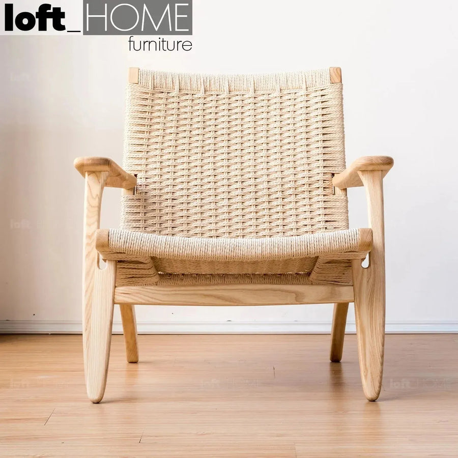 Japandi wood woven rope 1 seater sofa ch25 primary product view.