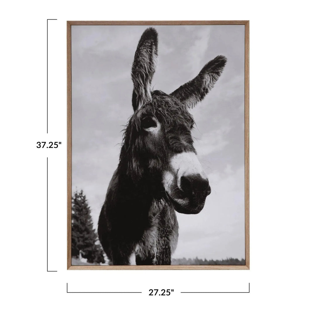 Mdf & canvas wall plaque, donkey decor size charts.