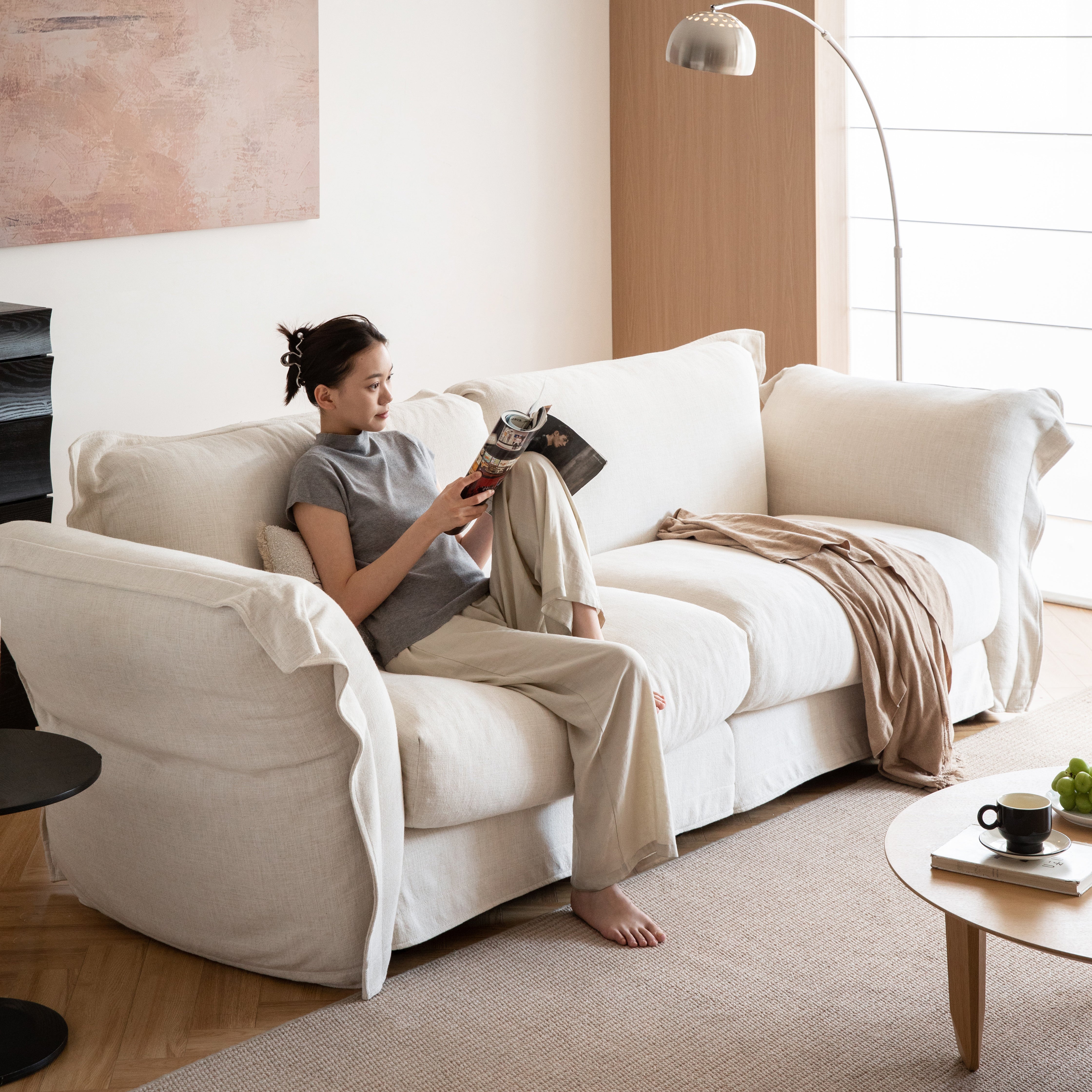 Minimalist Cotton Fabric 3 Seater Sofa BLAIR – LOFT HOME