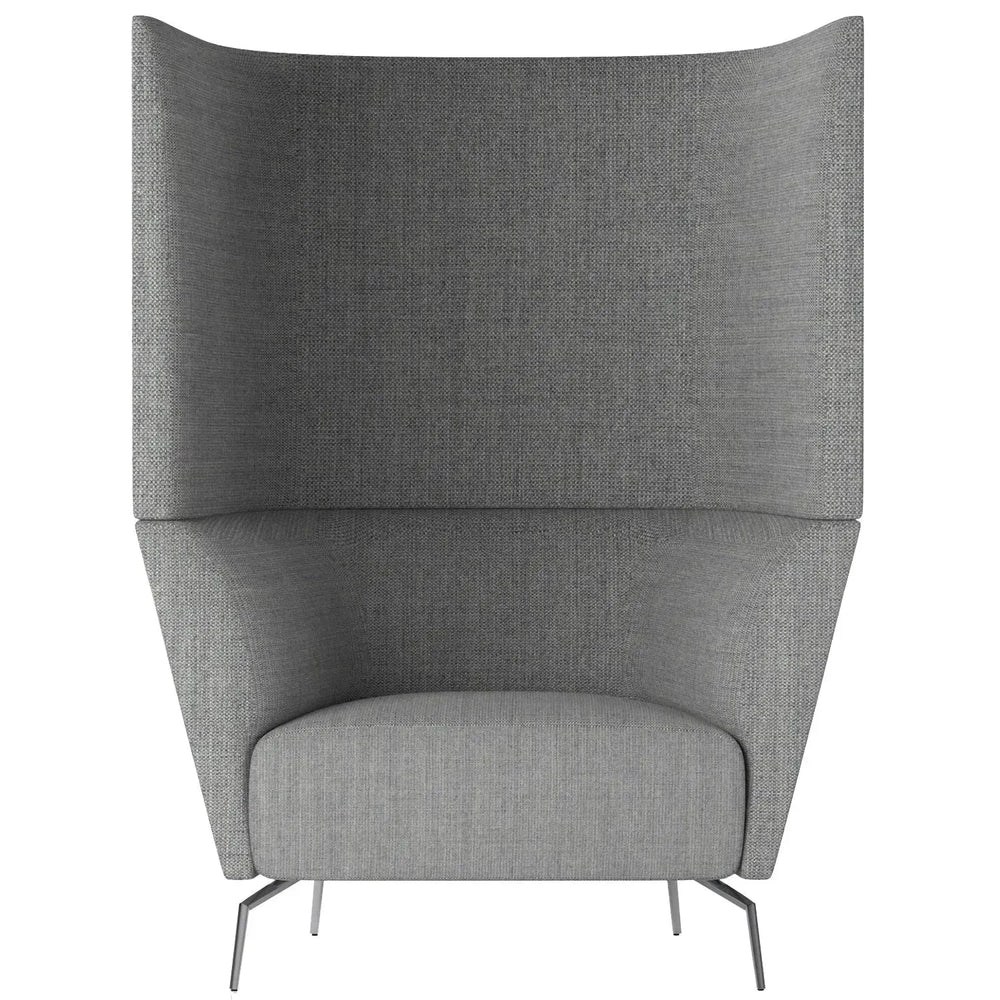 Minimalist fabric 1 seater sofa high back kas in white background.