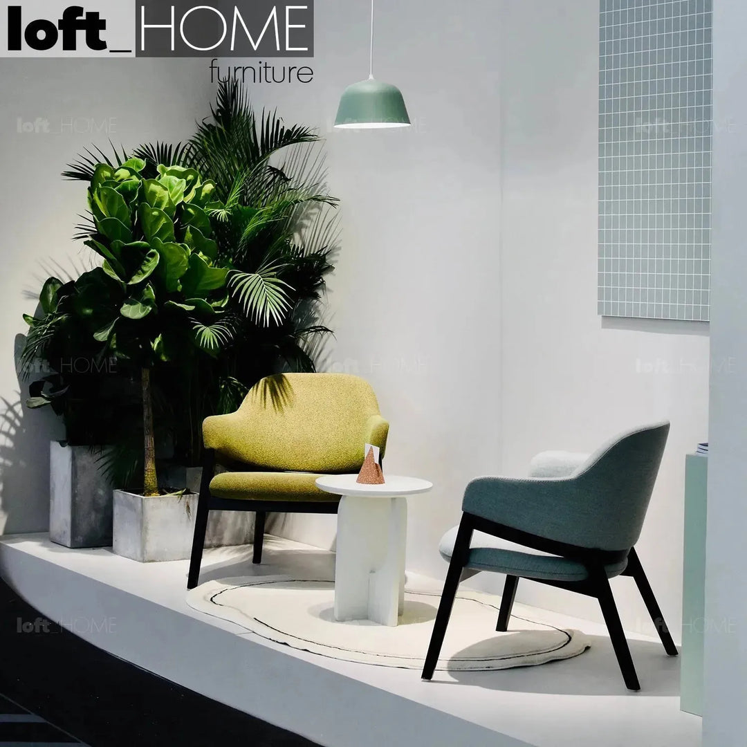 Japandi fabric 1 seater sofa hug conceptual design.