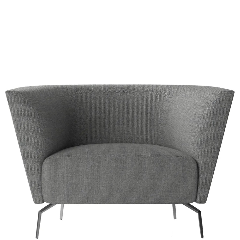 Minimalist fabric 1 seater sofa low back kas in white background.