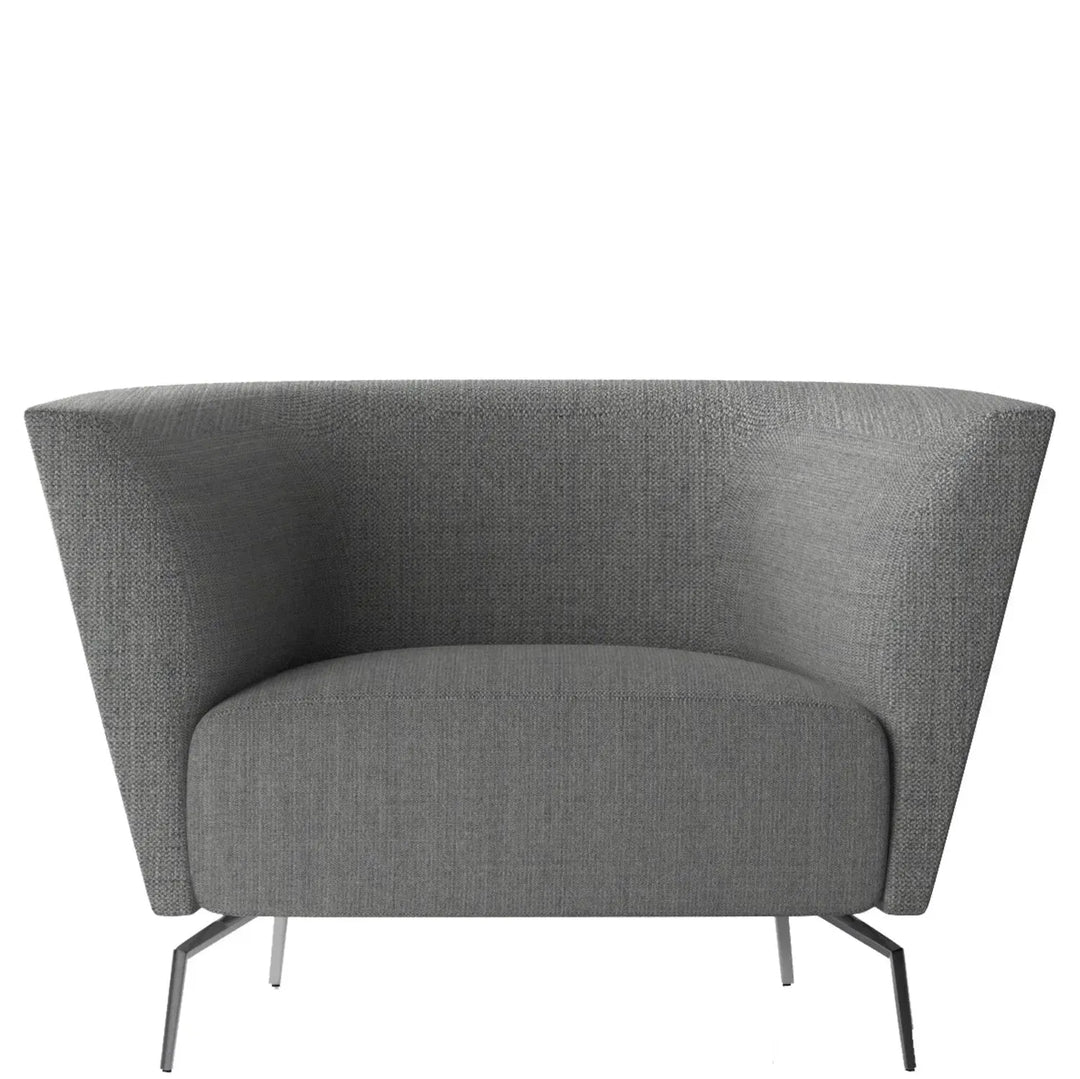 Minimalist fabric 1 seater sofa low back kas in white background.