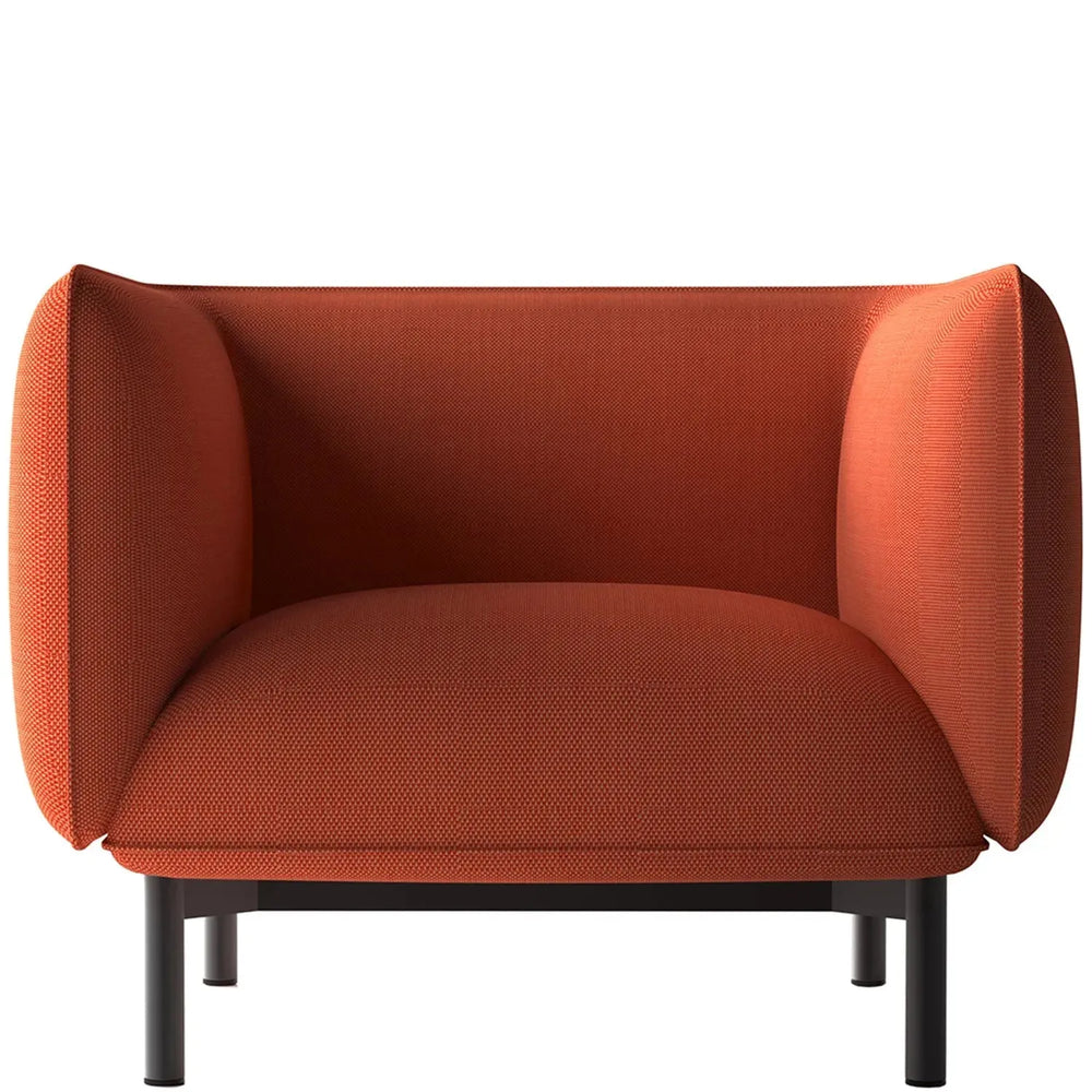 Minimalist fabric 1 seater sofa mello in white background.