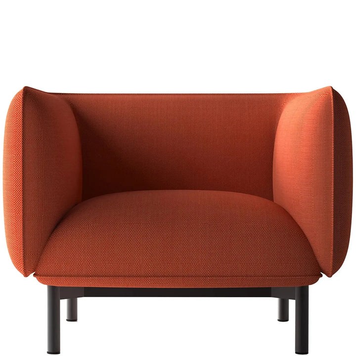 Minimalist fabric 1 seater sofa mello in white background.