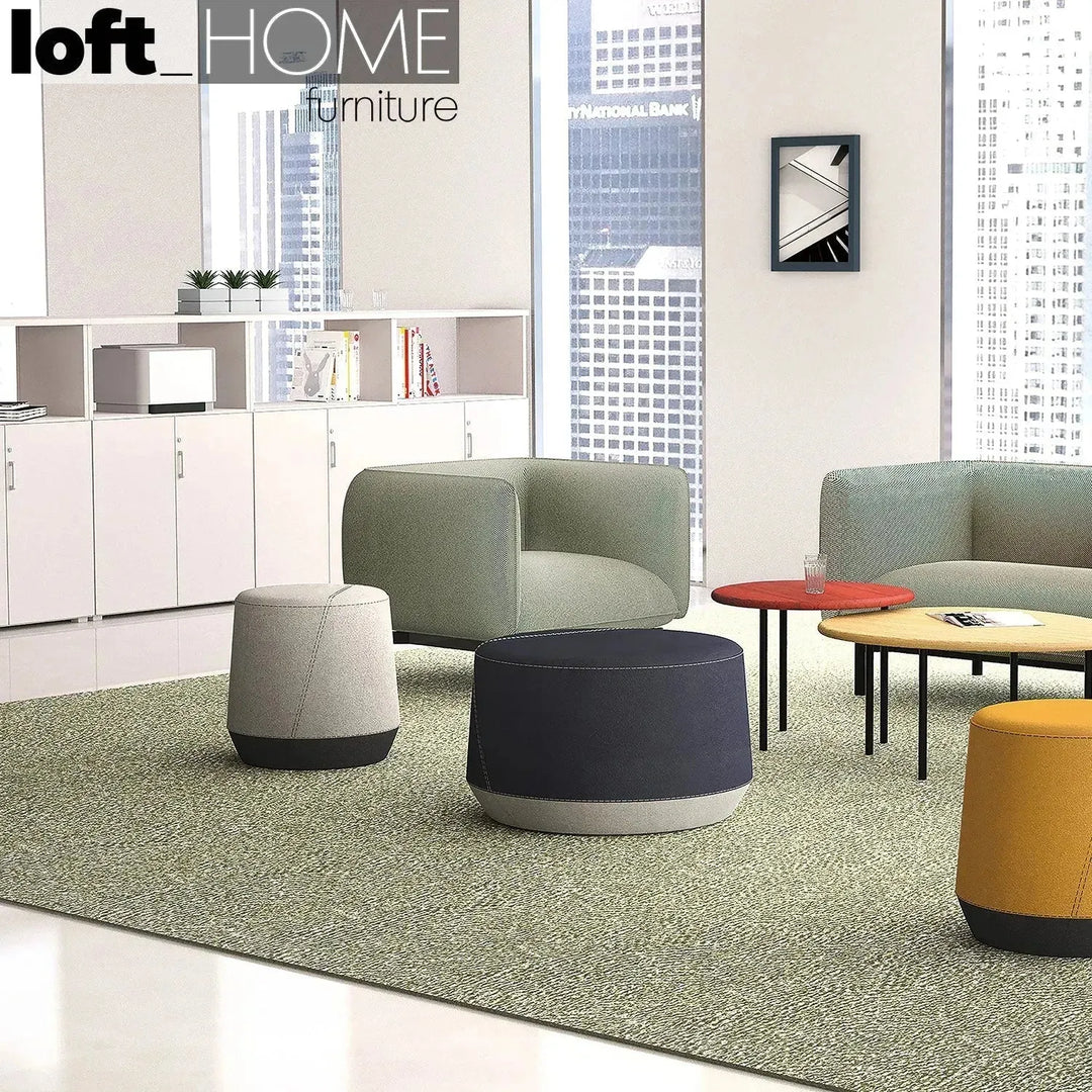 Minimalist fabric 1 seater sofa mello with context.