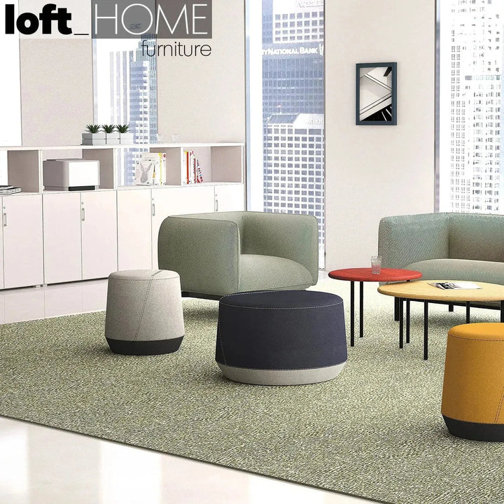 Minimalist fabric 1 seater sofa mello with context.