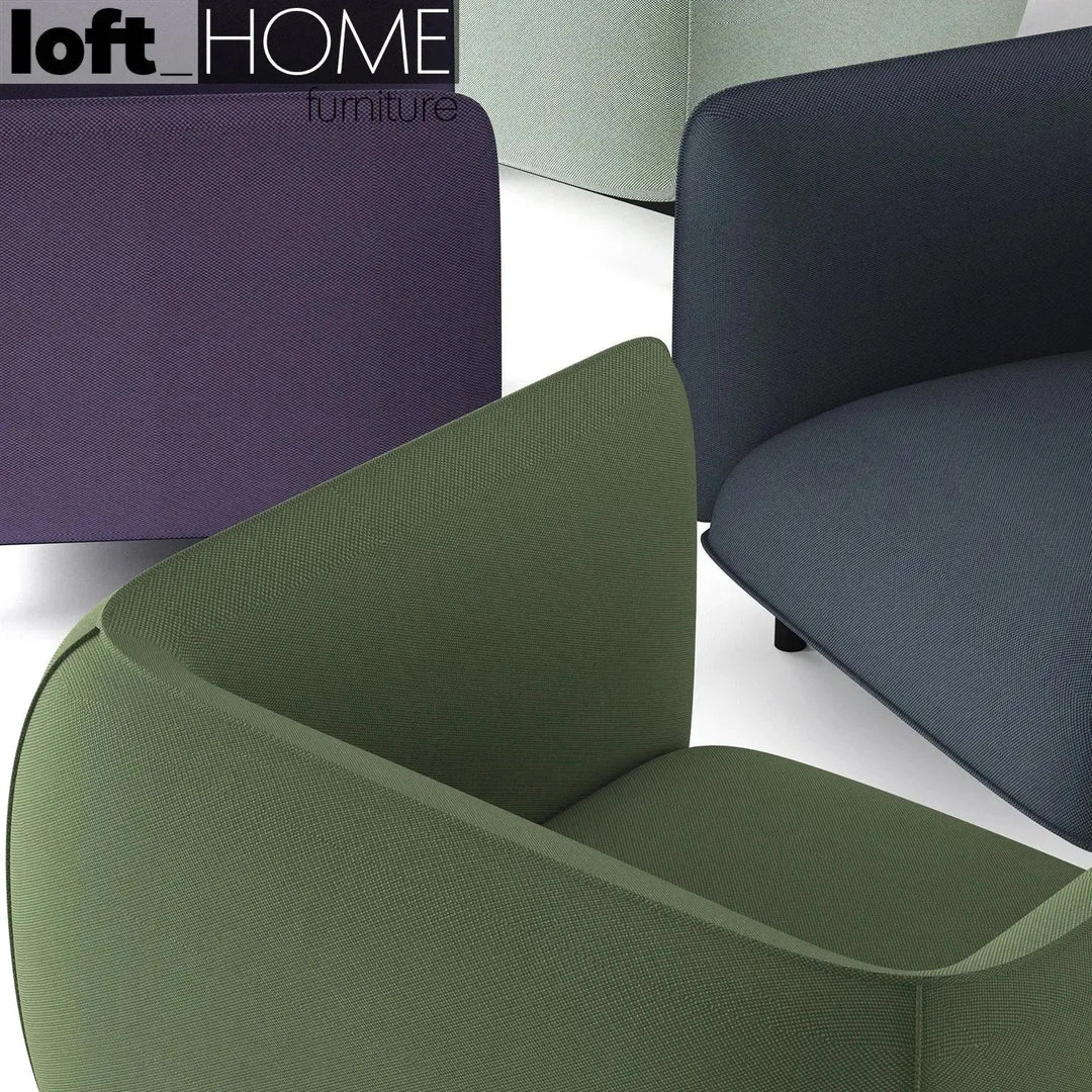 Minimalist fabric 1 seater sofa mello in close up details.