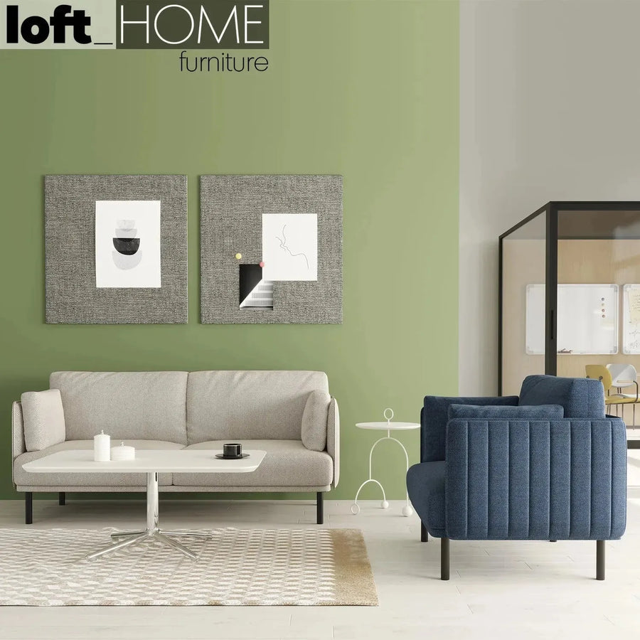 Minimalist fabric 1 seater sofa muti primary product view.