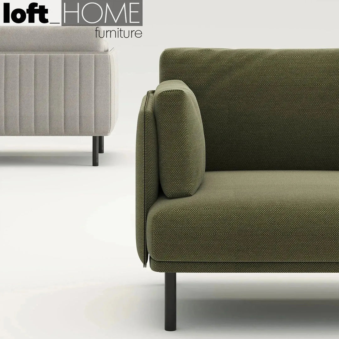 Minimalist fabric 1 seater sofa muti in close up details.