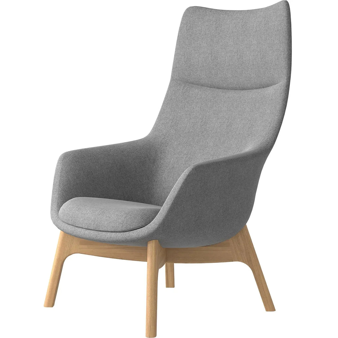 Scandinavian fabric 1 seater sofa sys high back in panoramic view.
