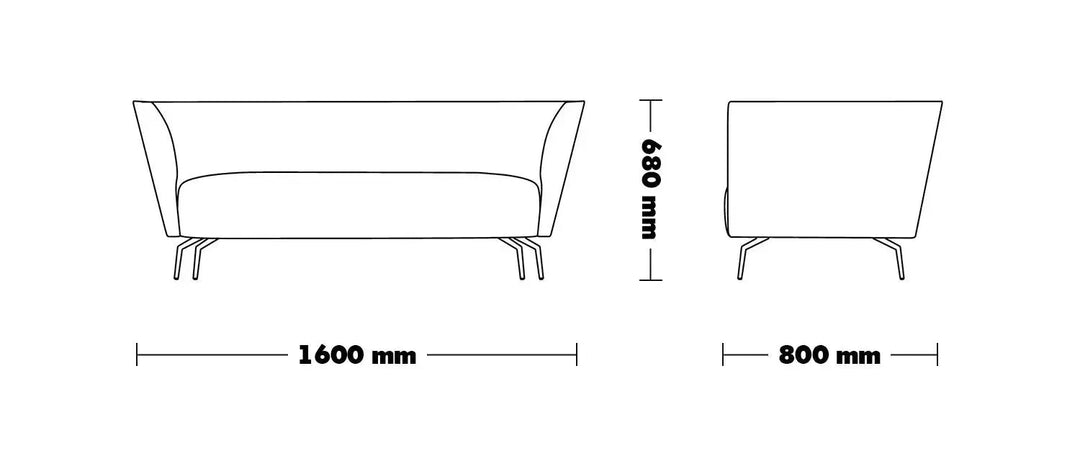 Minimalist fabric 2 seater sofa low back kas size charts.