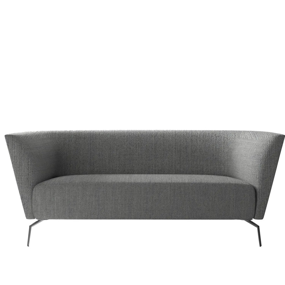 Minimalist fabric 2 seater sofa low back kas in white background.