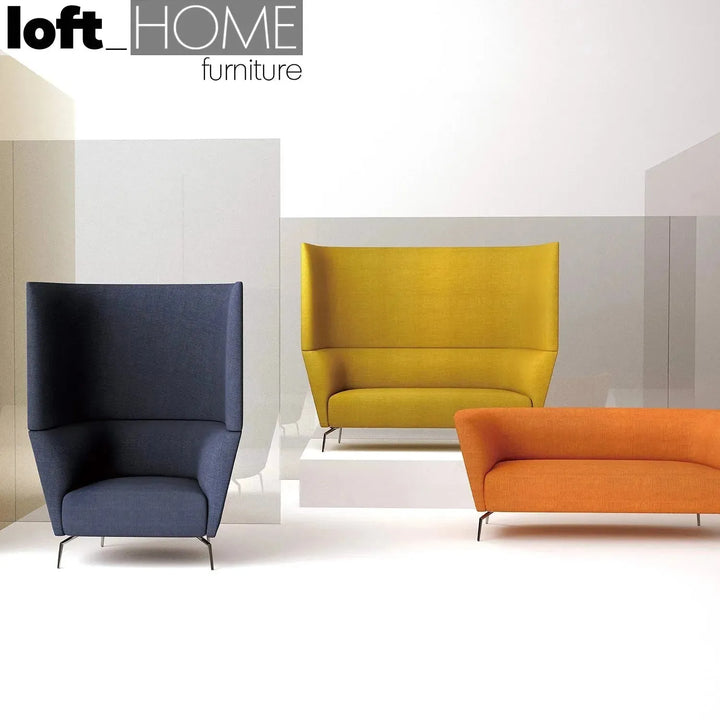 Minimalist fabric 2 seater sofa low back kas in details.