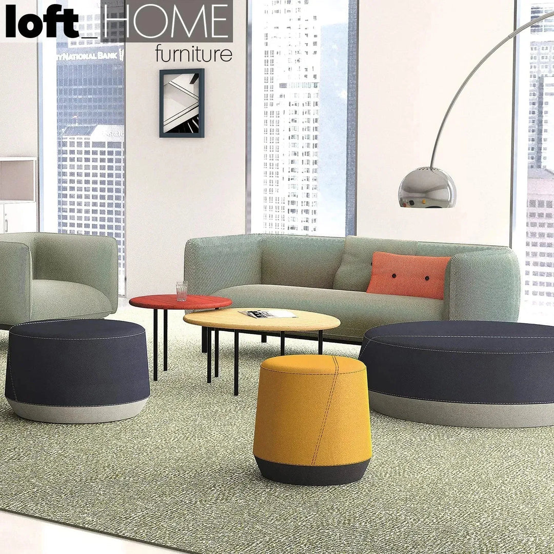 Minimalist fabric 2 seater sofa mello with context.