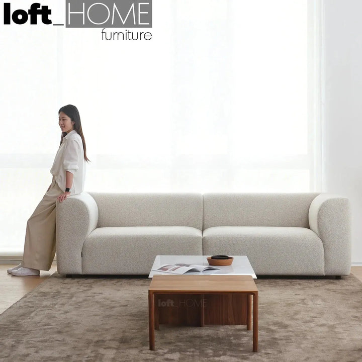 Minimalist fabric 3 seater sofa flower primary product view.
