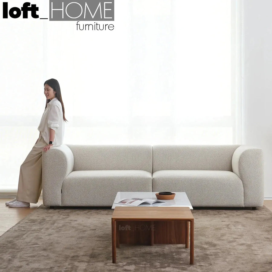 Minimalist fabric 3 seater sofa flower primary product view.