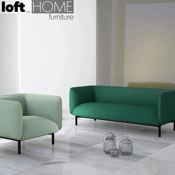Minimalist fabric 3 seater sofa mello in details.