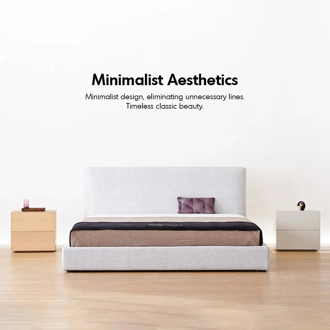Minimalist fabric bed lines in real life style.