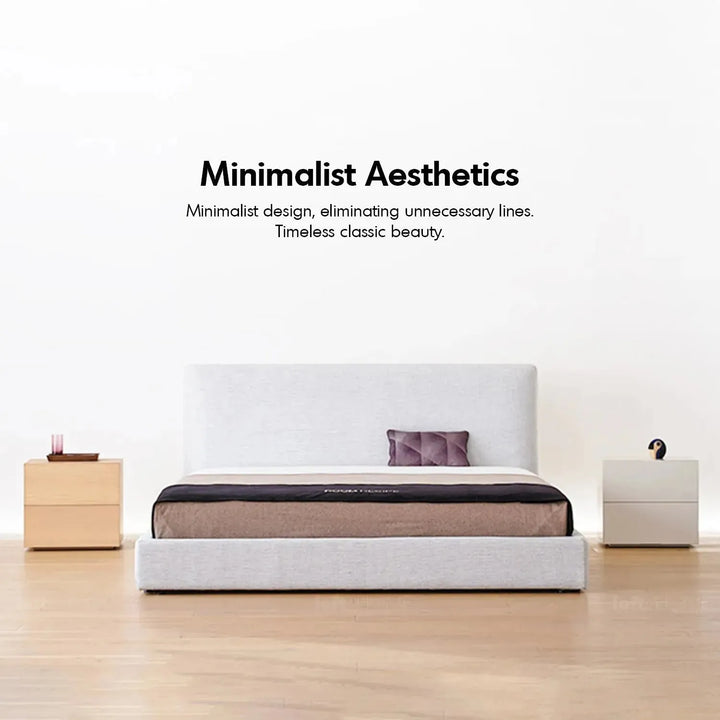 Minimalist fabric bed lines in real life style.