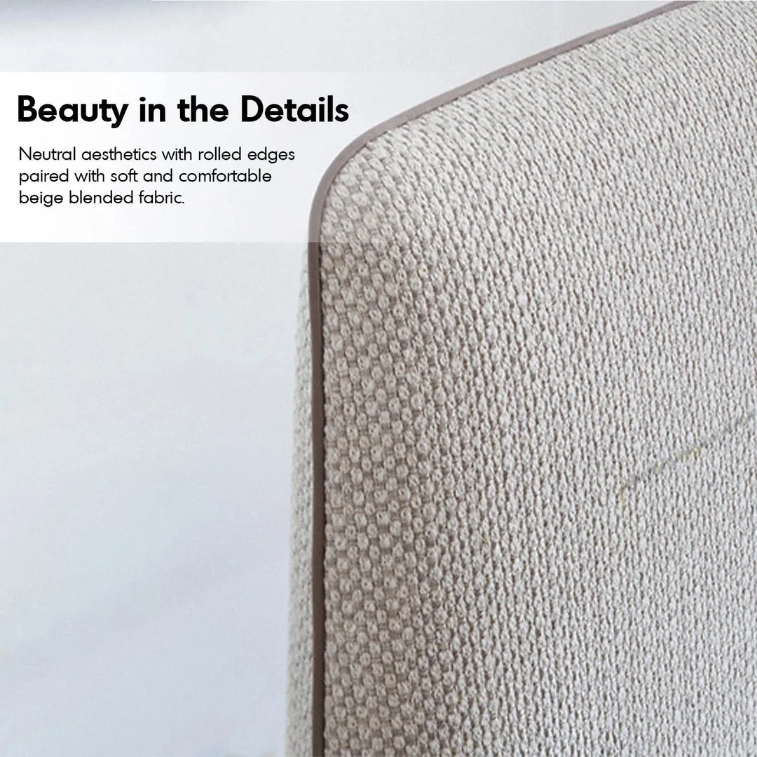 Minimalist fabric bed muuo with context.