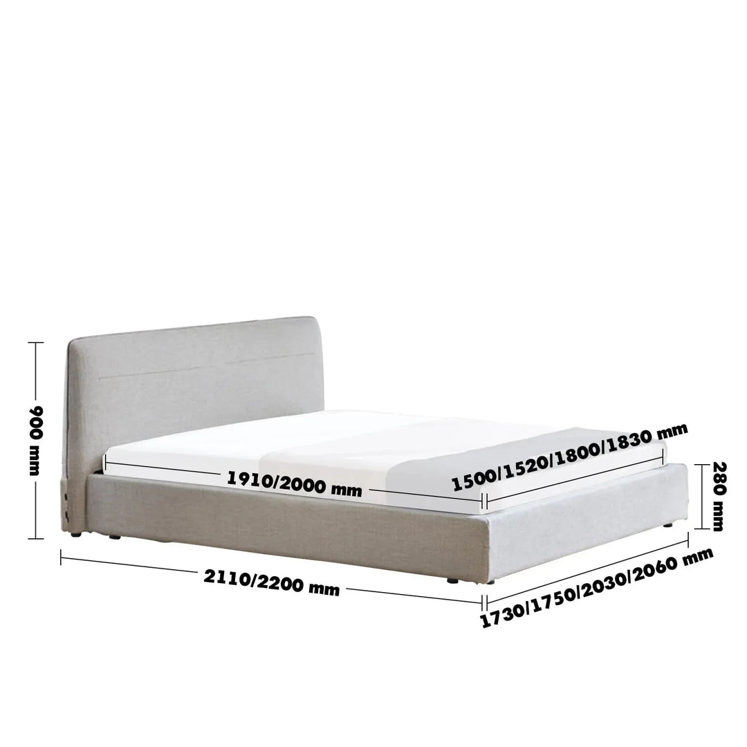 Minimalist fabric bed muuo size charts.