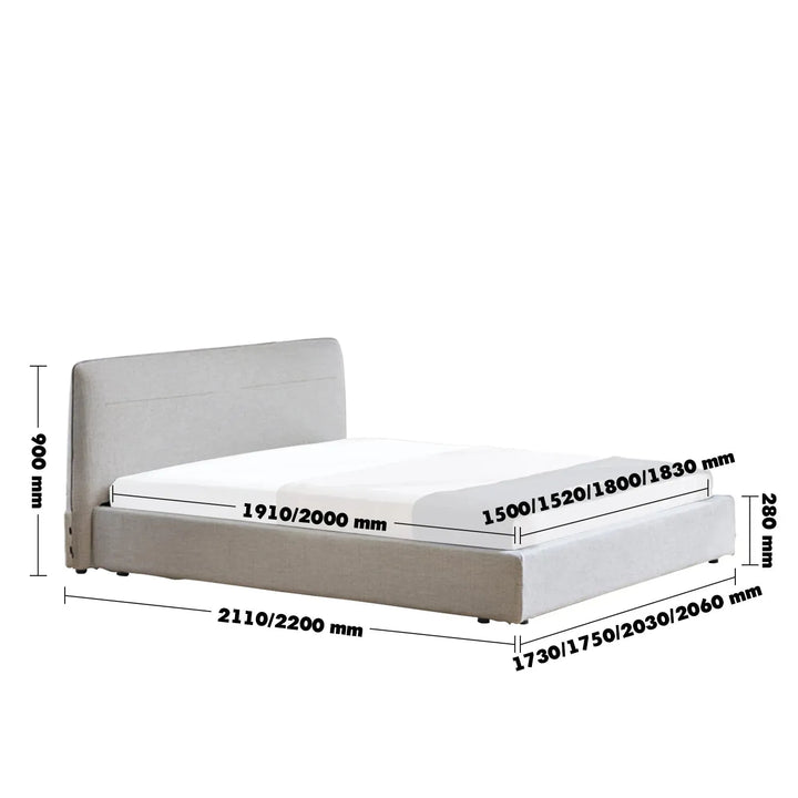 Minimalist fabric bed muuo size charts.