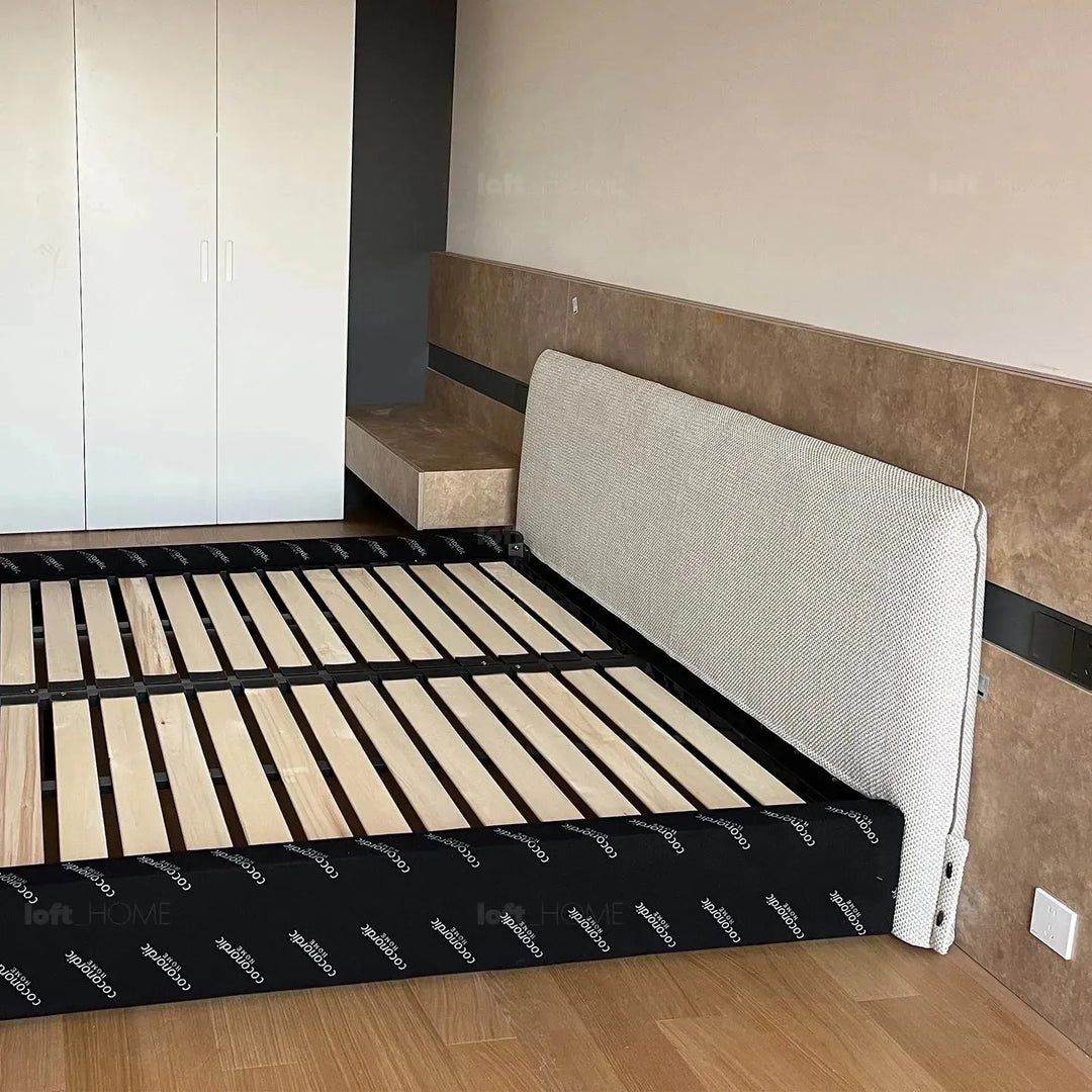 Minimalist fabric bed muuo situational feels.
